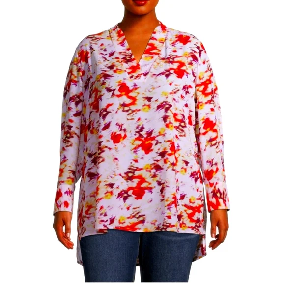 Terra & Sky NWT Plus Size V-Neck Long Sleeve Flowy Tunic Top 663 - Picture 6 of 9